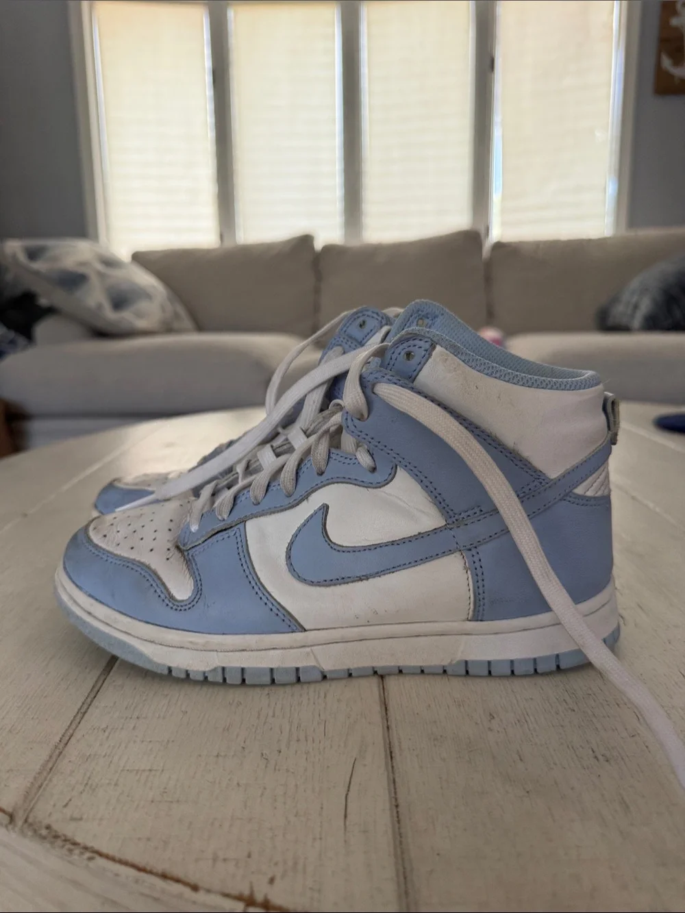 Nike Kids High-Top Sneakers - White and Light Blue